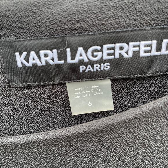 Karl Lagerfeld Dress NWT black Size 6 Midi Tulip Sleeve Classic Versatile - Picture 11 of 11